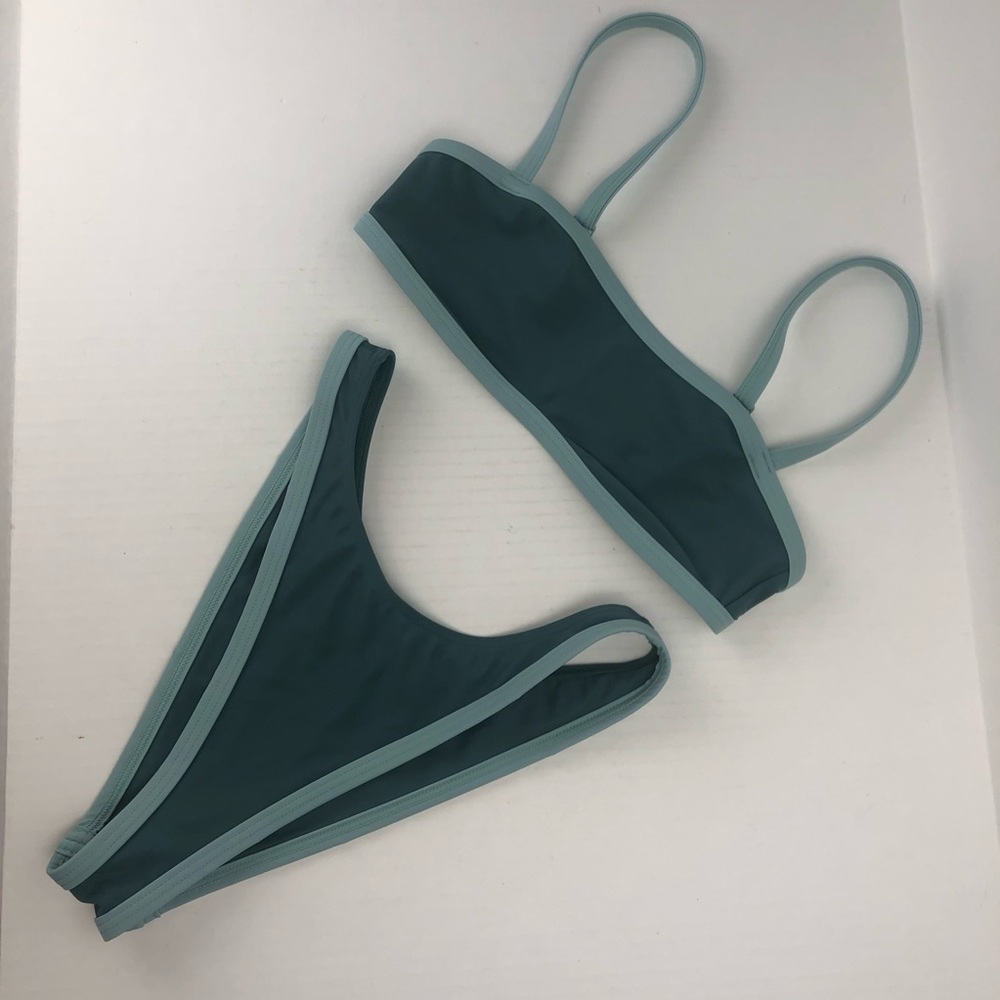 PacSun Swim Green Alexis Tank Bikini Top and High Cut Bikini Bottom